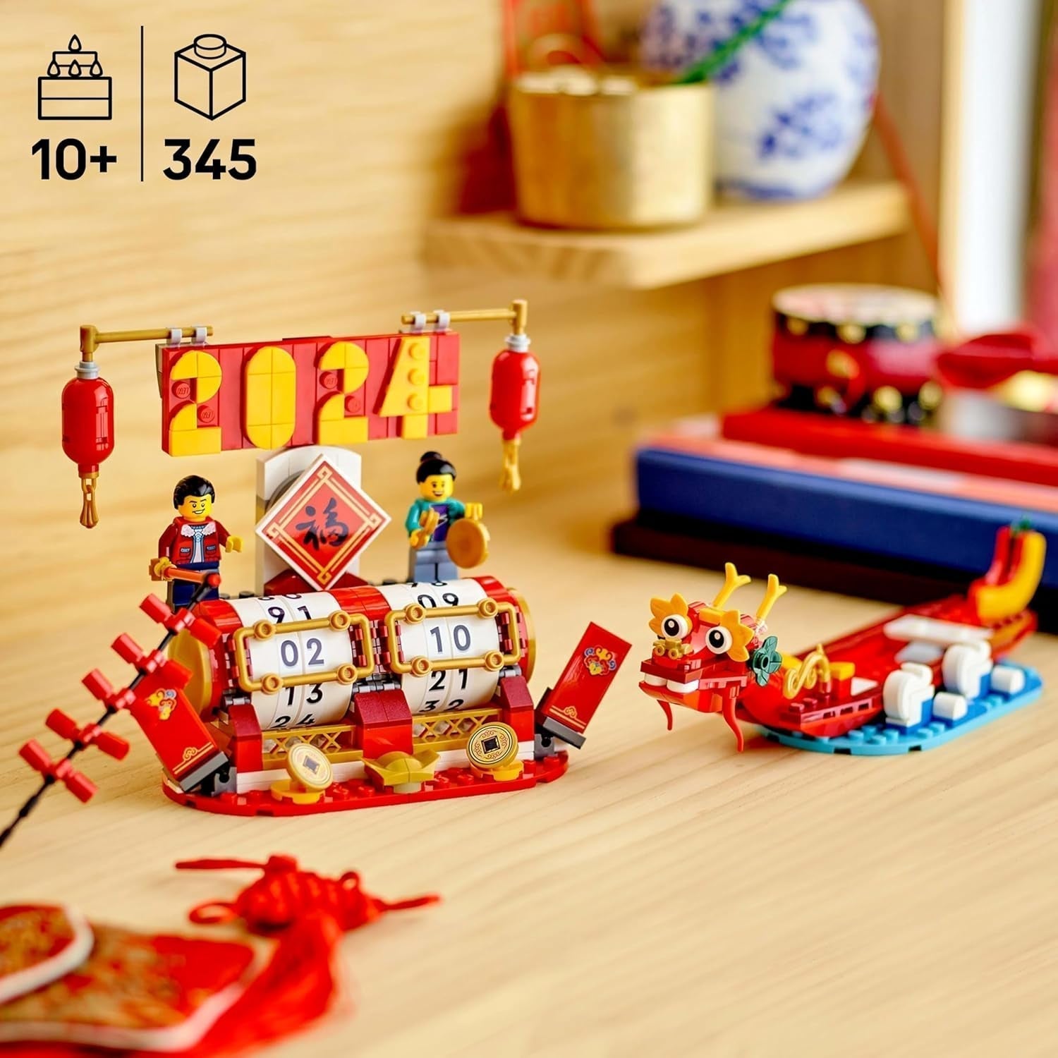 Calendario delle festività LEGO, regalo per le festività cinesi per ragazzi e ragazze, set di costruzione per il Capodanno lunare, consente ai bambini di giocare con fantasia, giocattolo festivo, decorazione per il Capodanno cinese 40678 Set di costruzione Besuche den LEGO-Store