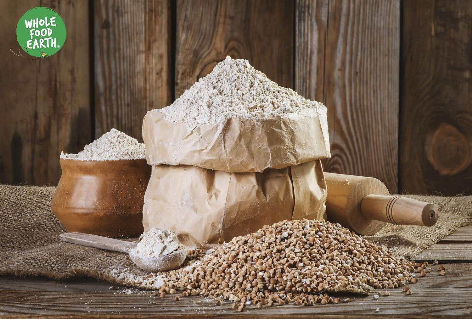 Wholefood Earth Farina Di Grano Saraceno Biologica 1kg | Crudele | Non OGM | Vegano | Certificato biologico