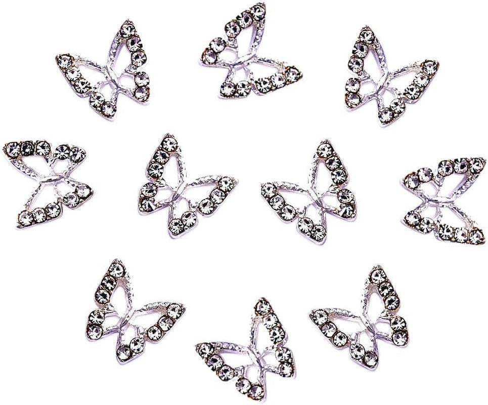 10 Pezzi Lega Farfalla Ciondoli per Unghie Metallo Pietre Ciondolo per Nail Art per Diamanti Unghie Gemme Gioielli per Unghie Decorazioni artistiche Creazione di Gioielli per Unghie