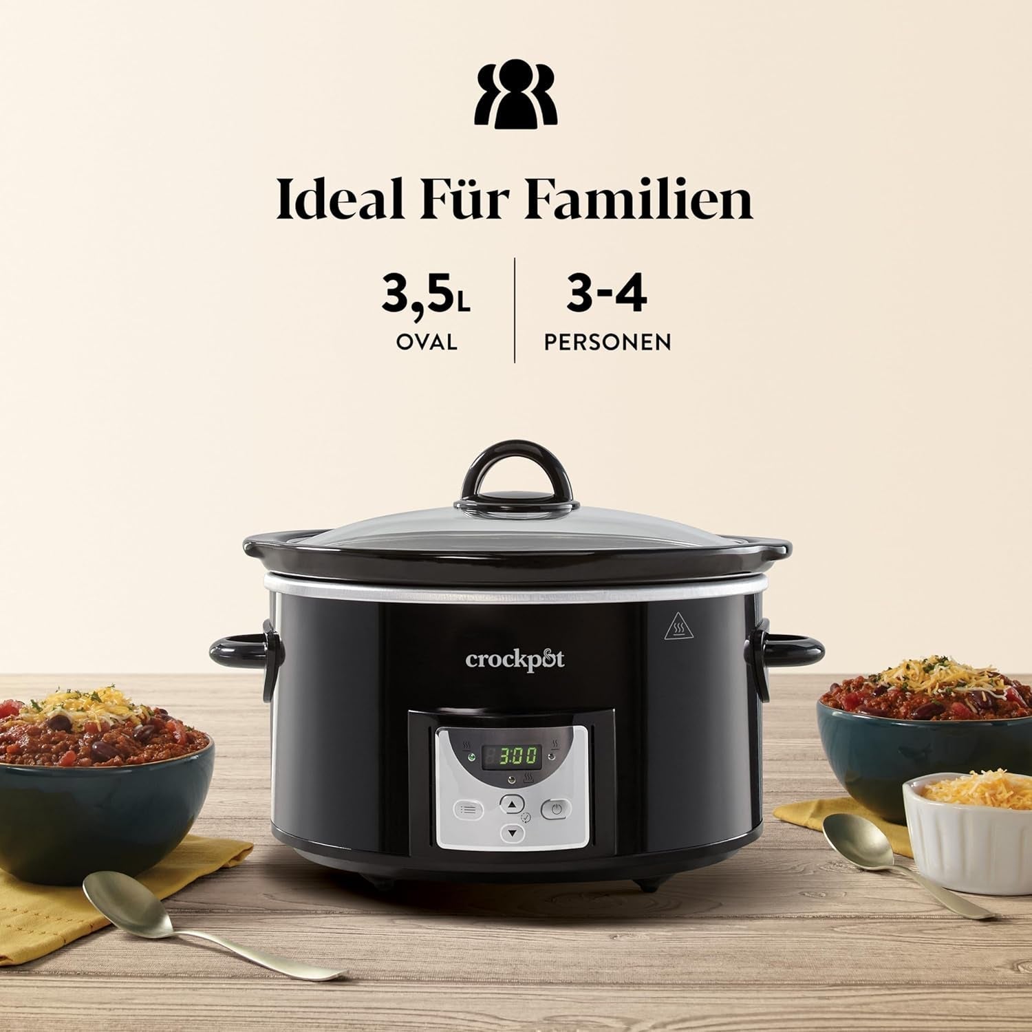 Pentola a cottura lenta digitale Crockpot, 3,5 L (da 3 a 4 persone), CSC113X Pentola a cottura lenta Naty Shop