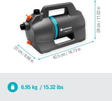 Set Pompa da Giardino Gardena 4100 Silent: Pompa per irrigazione Molto Silenziosa e Innovativa con Attacco di Aspirazione da 3,5 m e Tubo Classico da 20 m, Portata 4100 L/h, Motore da 550 W, Impermeabile, Economica (9051-20)