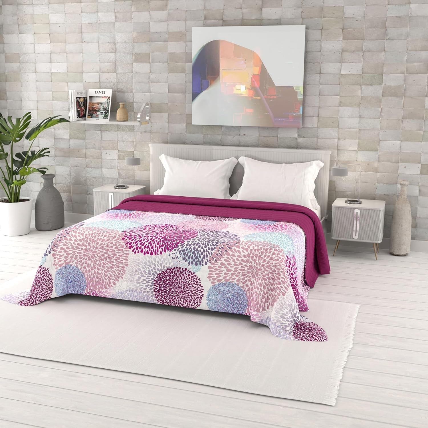 Trapunta estiva stampata fantasia, imbottitura in poliestere, Petali, 260X270Cm Trapunte e Trapunte Naty Shop Soffioni 260X270Cm