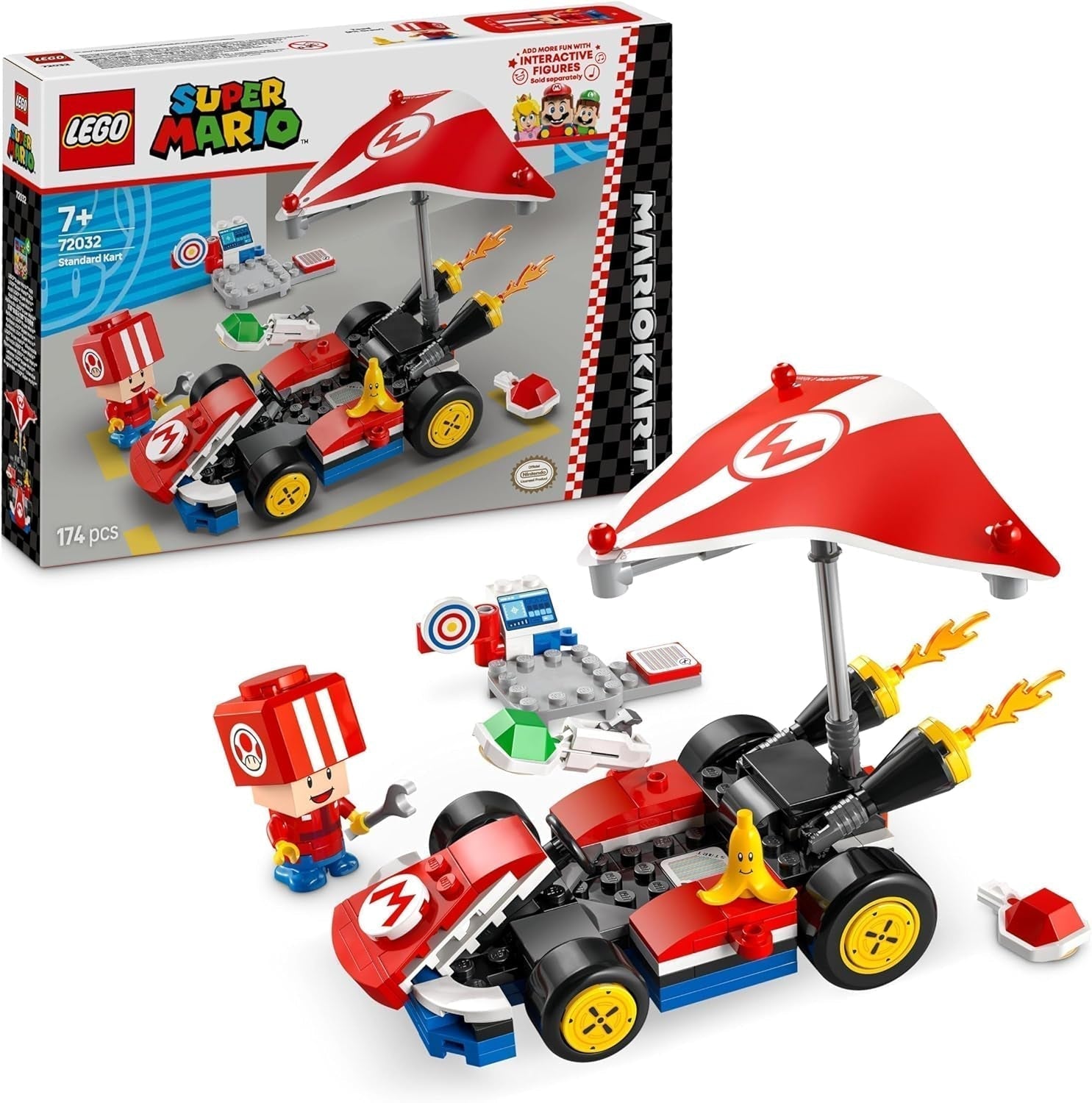LEGO Super Mario: Mario Kart - Kart standard, Collezione Nintendo, Regalo per bambini, Consente a ragazzi, ragazze e giocatori di 7 anni di giocare in modo indipendente, Giocattolo avventuroso con personaggio di Toad 72032 Set da costruzione Besuche den LEGO-Store Titolo predefinito