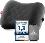 HIKENTURE Cuscino gonfiabile da campeggio/viaggio con fodera rimovibile, cuscino ergonomico, comodo cuscino per il collo da viaggio/outdoor, cuscino gonfiabile per il collo da viaggio (verde)... Cuscini ortopedici cervicali Naty Shop Nero