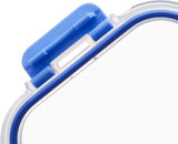 Amazon Basics Contenitori per alimenti con coperchi ermetici in vetro, set da 14 pezzi, 7 contenitori e 7 coperchi, senza BPA, trasparenti con nastro in silicone blu Scatole per alimenti Naty Shop