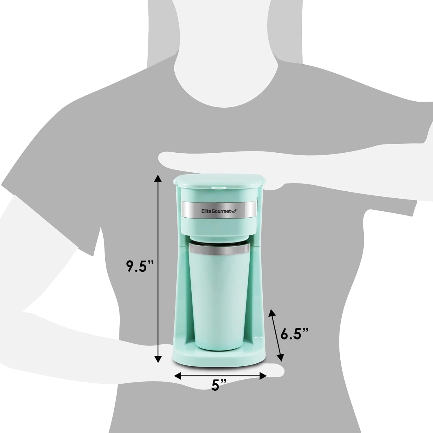 EHC113M# Macchina per caffè espresso compatta con filtro monodose con tazza termica da viaggio in acciaio inossidabile all'interno filtro riutilizzabile per caffè macinato verde menta 400 ml