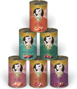KITTY Cat Paté Mix 2, 6 x 400 g, cibo umido per gatti in confezione campione, cibo senza cereali con taurina, olio di salmone e cozze dalle labbra verdi, alimento completo con alto contenuto di carne, prodotto in Germania