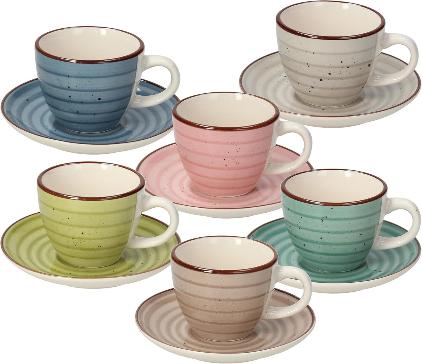 Urban Paste, confezione da 6 tazzine da caffè con piattino, ceramica