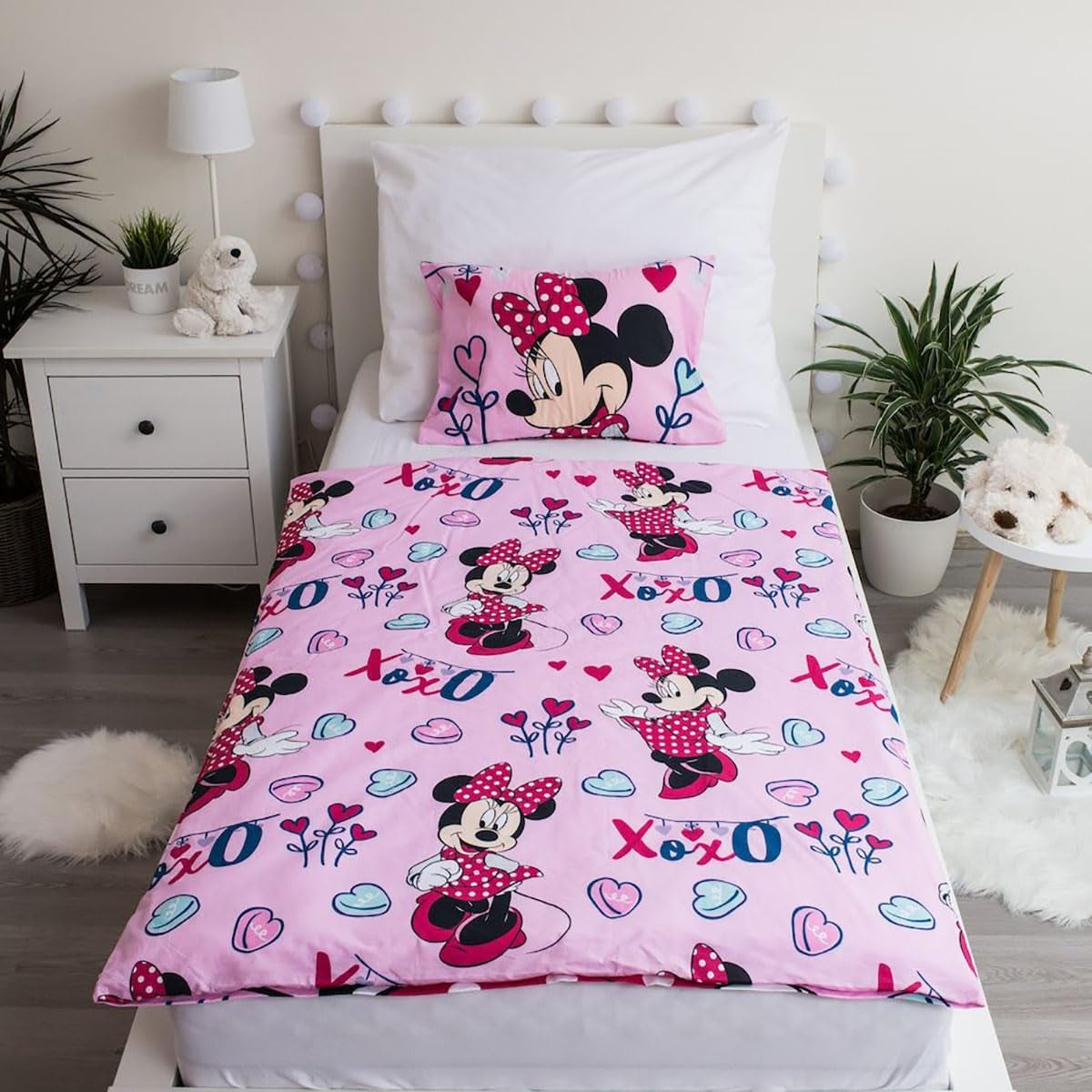Biancheria da letto Disney, Minnie Mouse rosa baby, 100% cotone con cerniera - Kids Naty Shop