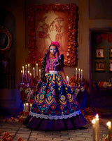 Bambola Barbie Día De Muertos 2022 con abito tradizionale arricciato, ghirlanda di fiori e pittura per il viso Calavera, regalo per collezionisti