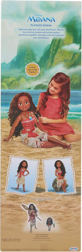 Disney Princess Vaiana, 80 cm große Spielpuppe von Jakks Pacific, bewegliche Puppe, mit Bürste zum Kämmen ihrer welligen Locken, vom Film ispirato Kleid, abnehmbare Halskette mit Anhänger