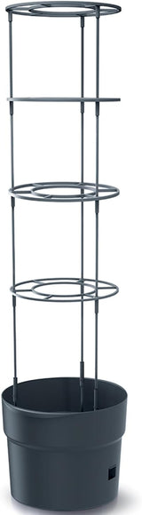 Vasi per piantine di pomodoro Prosperplast con traliccio – Robusta fioriera in plastica | Antracite | Resistente agli agenti atmosferici e ai raggi UV | 29,5 x 115,2 cm | Ideale per il giardino e il terrazzo