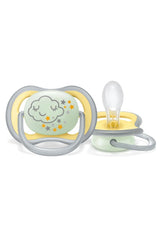 Philips AVENT Ciuccio notturno Ultra Air per bambini dai 18 mesi in su Si illumina al buio, confezione doppia Nuvola/Tigre (modello SCF376/01)
