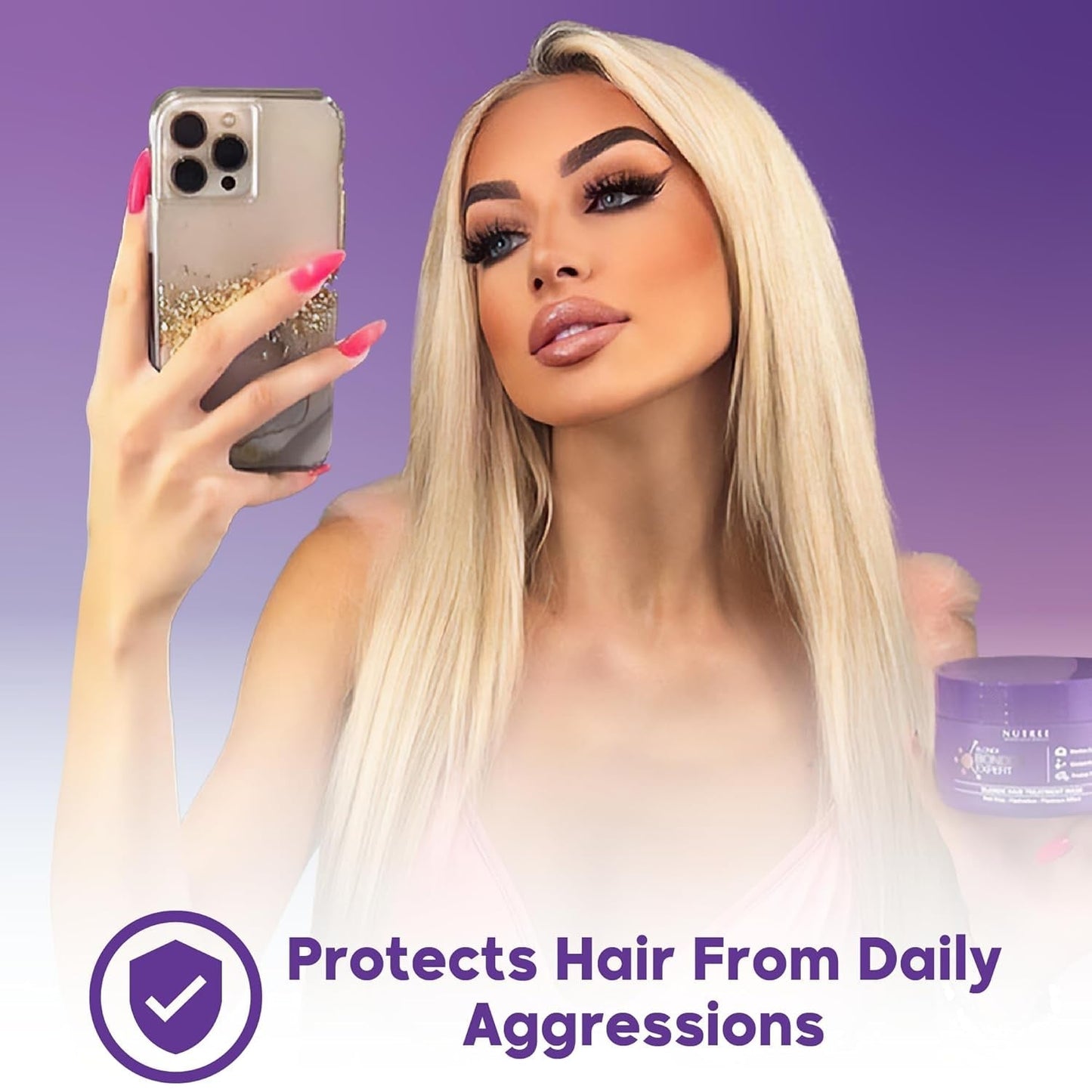 TRATTAMENTO PER CAPELLI BLONDE BONDOX 1kg Maschera termica professionale viola - Olio d'oliva - ripristina l'elasticità e la flessibilità dei capelli, ammorbidisce, idrata e dona lucentezza Naty Shop Hair Mask
