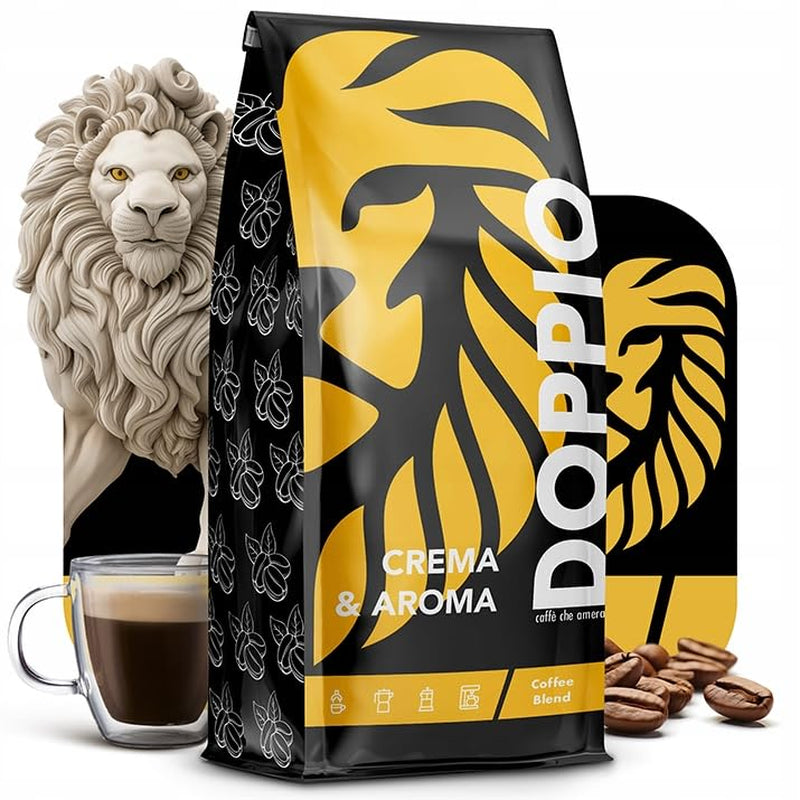 Doppio Crema & Aroma 1KG | Caffè in grani 80% Arabica e 20% Robusta | con note di cacao, frutta secca e caramello | Tostatura fresca e media, bassa acidità | per l'espresso | Caffè Orca Blu