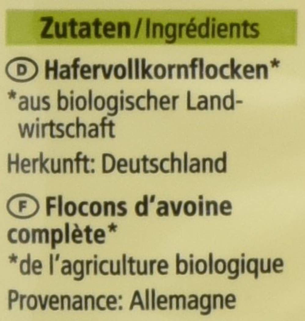 Farina d'avena biologica, fiocchi piccoli, 500 g (1 confezione)