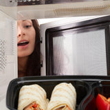 Relaxdays Set da 10 Contenitori per Pasti, 2 Scomparti, Resistenti al Microonde, 800 ml, Contenitori per Alimenti in Plastica con Coperchio, Contenitori per Alimenti Neri Naty Shop