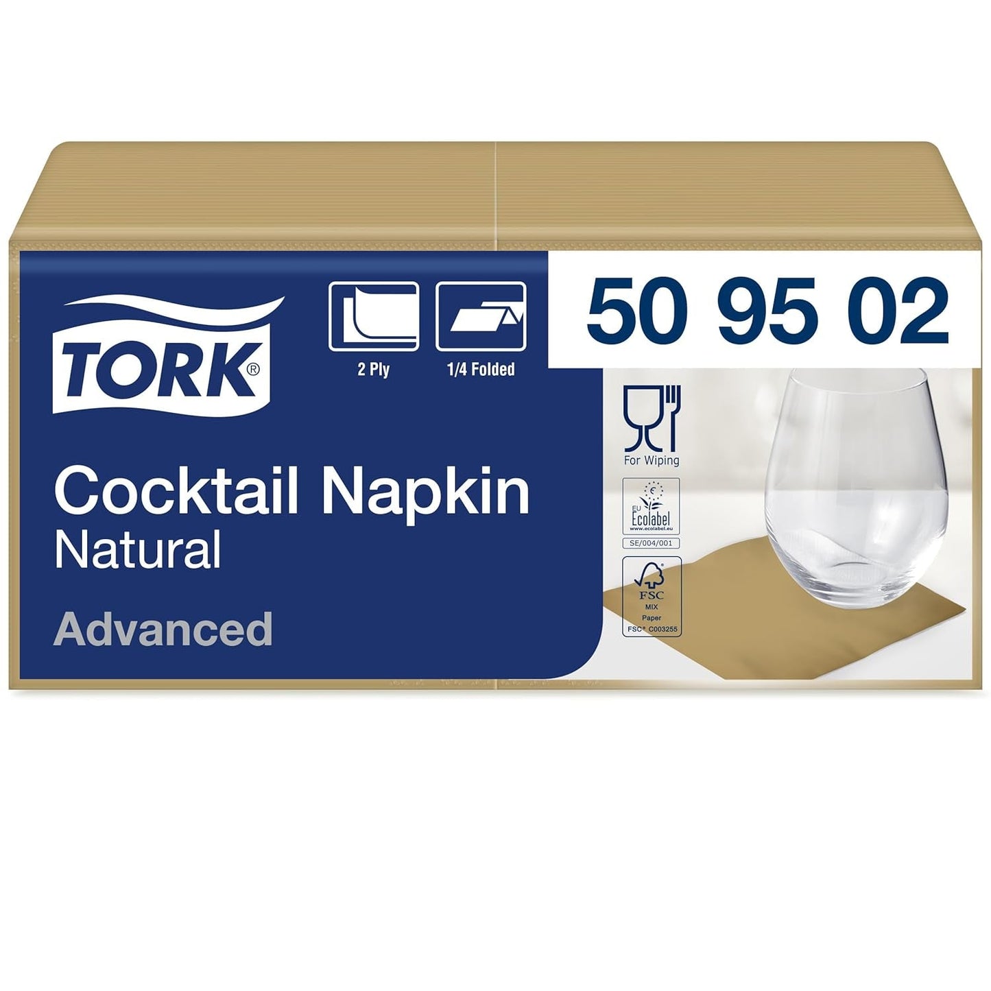 Tork Tovagliolo da cocktail Nature con simbolo ambientale prestampato, 200 tovaglioli, 509502
