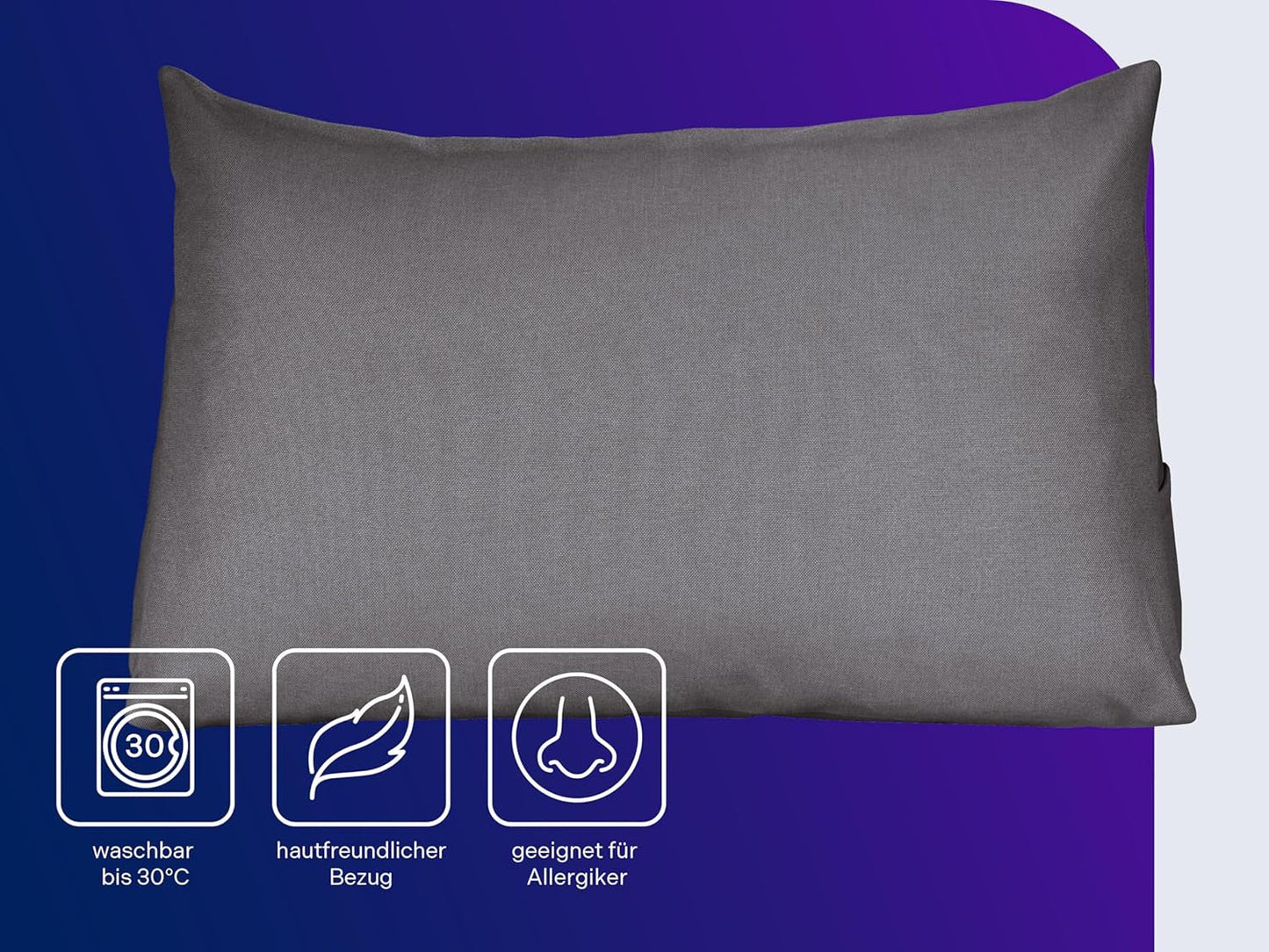 Cuscino da lettura Traumnacht Cozy Back Cushion, 70 x 40 cm grigio scuro, rivestimento sfoderabile e lavabile in 100% poliestere, pratica tasca laterale, certificato Oeko-Tex, prodotto secondo gli standard di qualità tedeschi