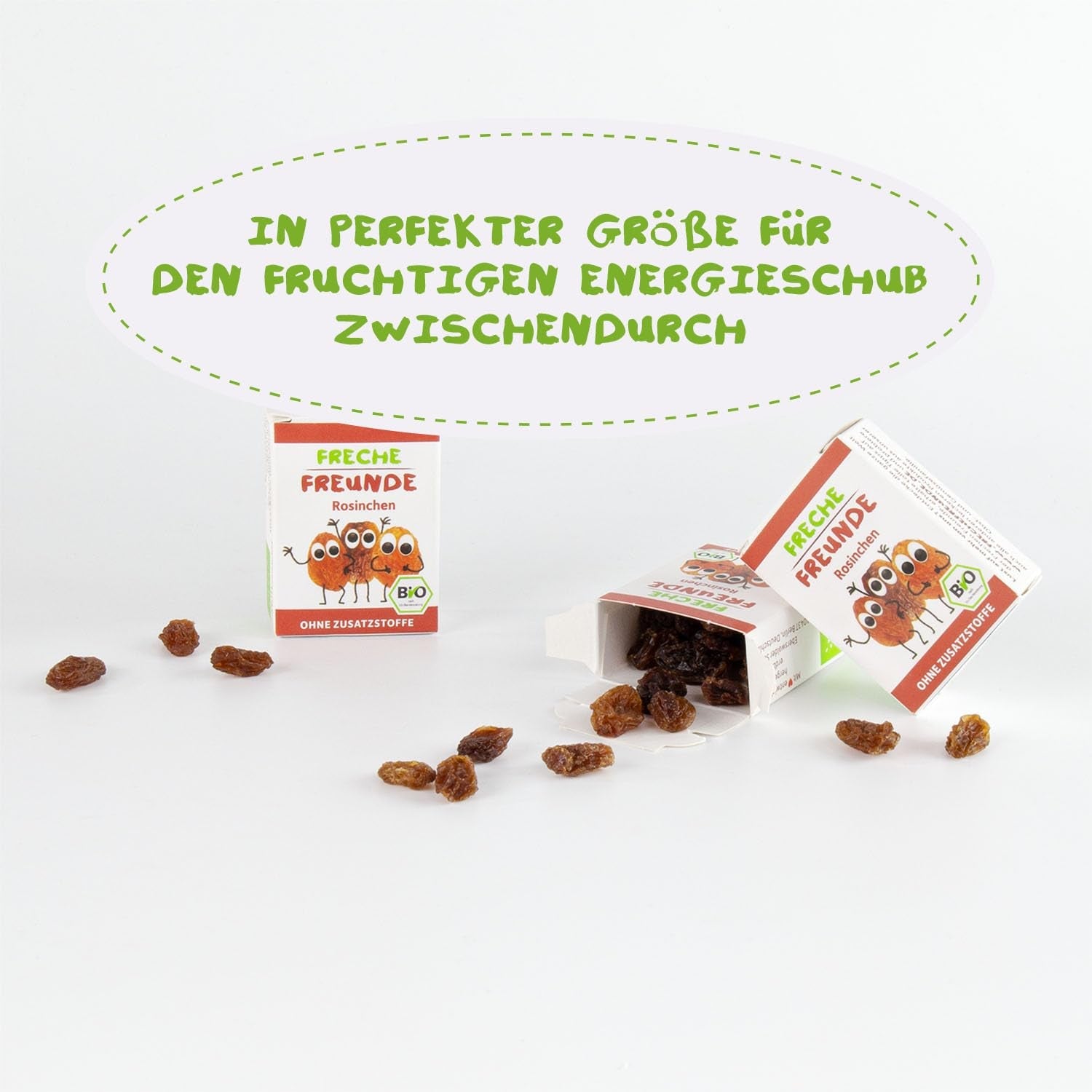 FRECHE FREUNDE Uvetta biologica, Trockenfrüchte ohne Zucker, ohne Zusatzstoffe, ungeschwefelt, in kleinen Snackboxen, Sultaninen für Kinder, confezione da 20, 20 x (3x14g)