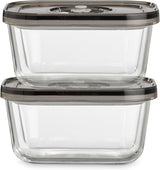 Set Caso Vacu OneTouch Eco, macchina per sottovuoto manuale, inclusi 3 contenitori sottovuoto in vetro e VacuBoxx Eco-Duo S - contenitore salvafreschezza sottovuoto / 2 contenitori da 500 ml ciascuno Contenitori per alimenti Naty Shop