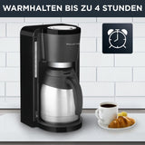 Rowenta Adagio Macchina per caffè espresso con filtro, caraffa termica in acciaio inossidabile, mantiene il caffè caldo fino a 4 ore, capacità 10-15 tazze, capacità 1,25 l, cestello filtro rimovibile, spegnimento automatico, nero, CT3818