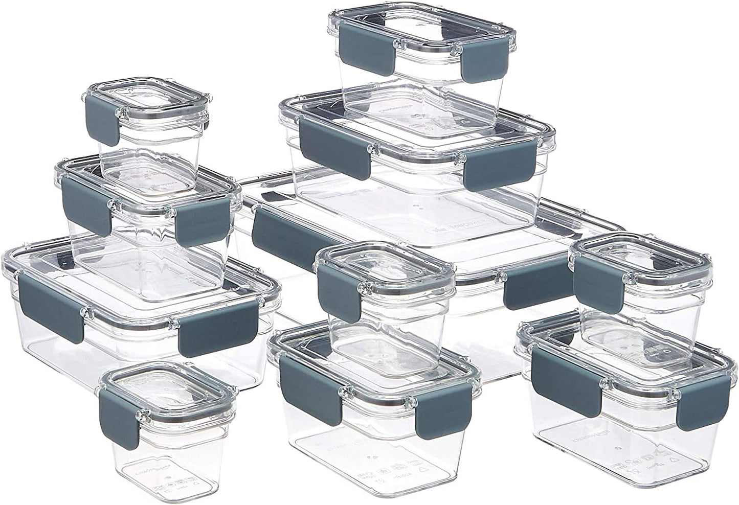 Amazon Basics Barattolo salvafreschezza in Tritan con chiusura, confezione da 11, (11 scatole + 11 coperchi), trasparente Scatole per alimenti Naty Shop, confezione da 11