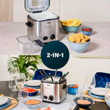 Mini friggitrice per fonduta Princess 182611 - Riscaldamento rapido - Filtro antiodore - Capacità 1,2 litri, Argento Elettrodomestici Naty Shop