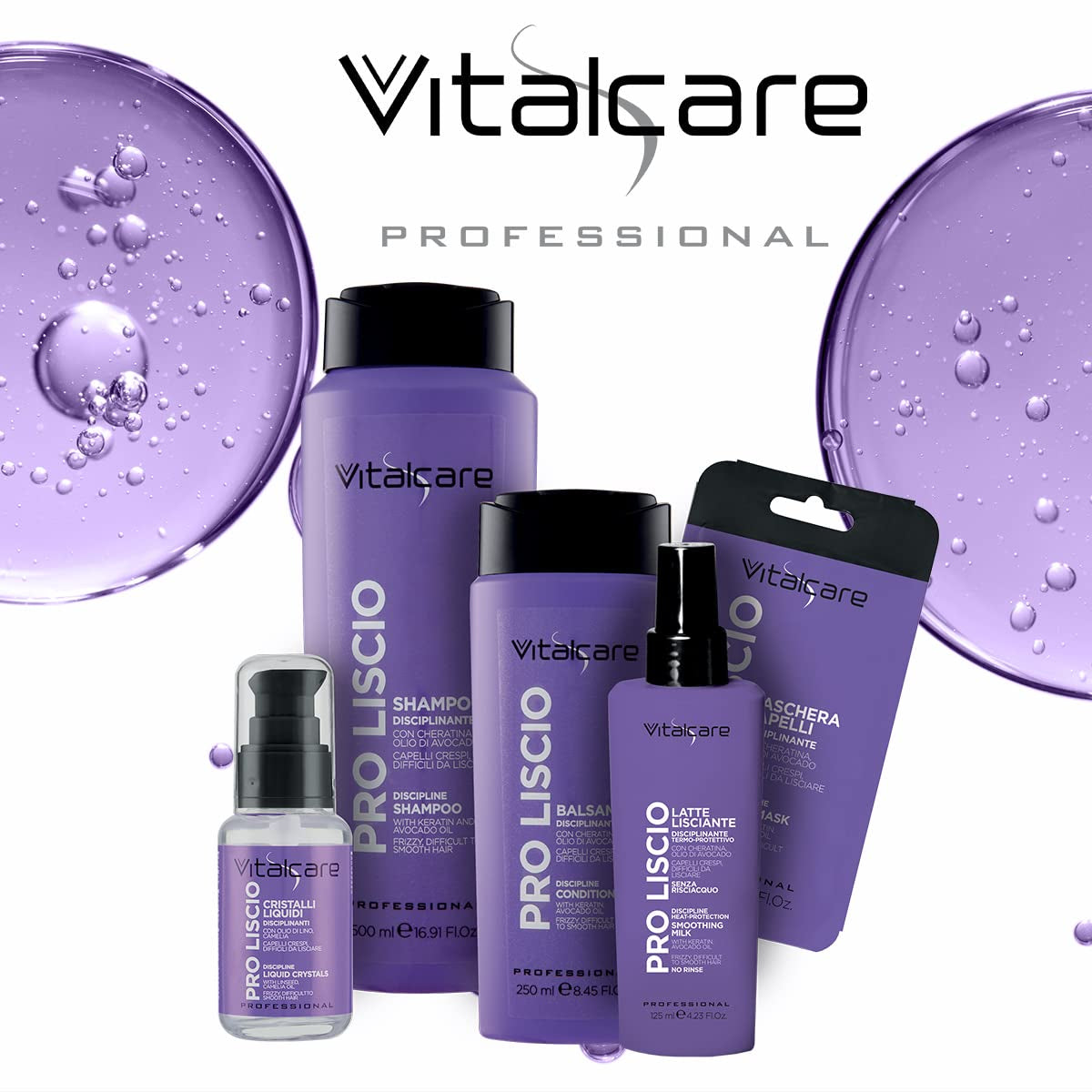| PRO Smooth - Maschera disciplinante per capelli ricci, ribelli e difficili da lisciare con cheratina e olio di avocado, maschera capelli Naty Shop da 25 ml