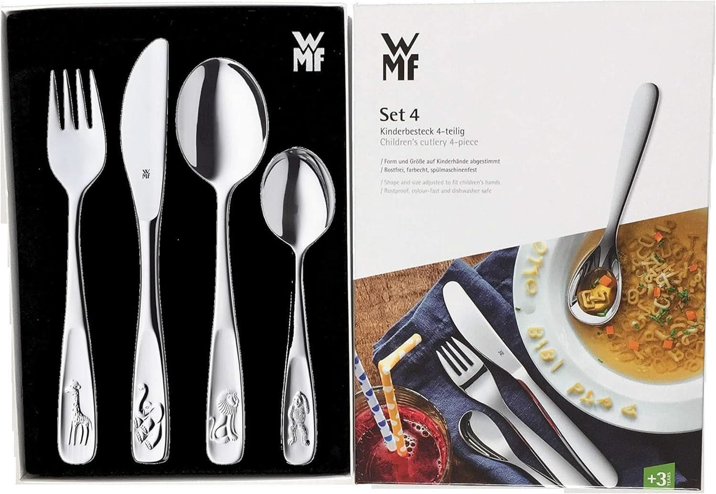 WMF Animals set posate in acciaio inox per bambini, 4 pezzi, lucido Cromargan Kitchen Naty Shop