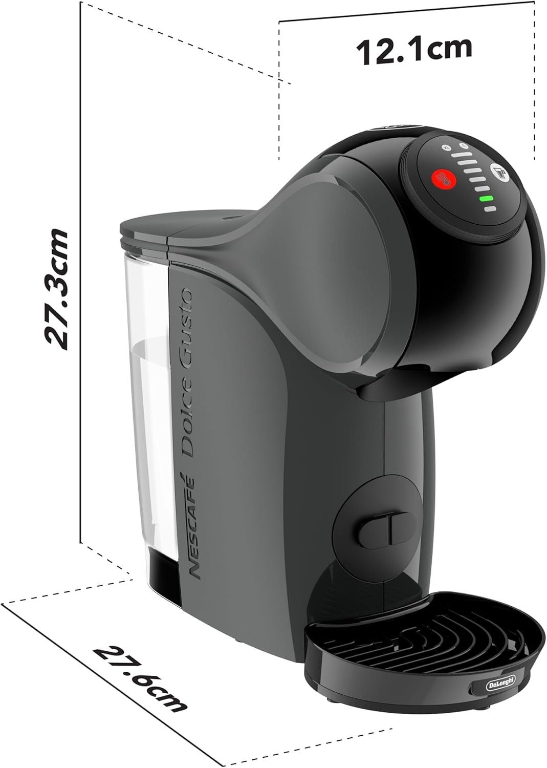 NESCAFÉ DOLCE GUSTO DeLonghi Dolce Gusto Genio S EDG226.A, Macchina per caffè espresso a capsule con 3 capsule, design compatto, vassoio raccogligocce regolabile, 0,8 l, serbatoio dell'acqua rimovibile, 1470 W, Antracite
