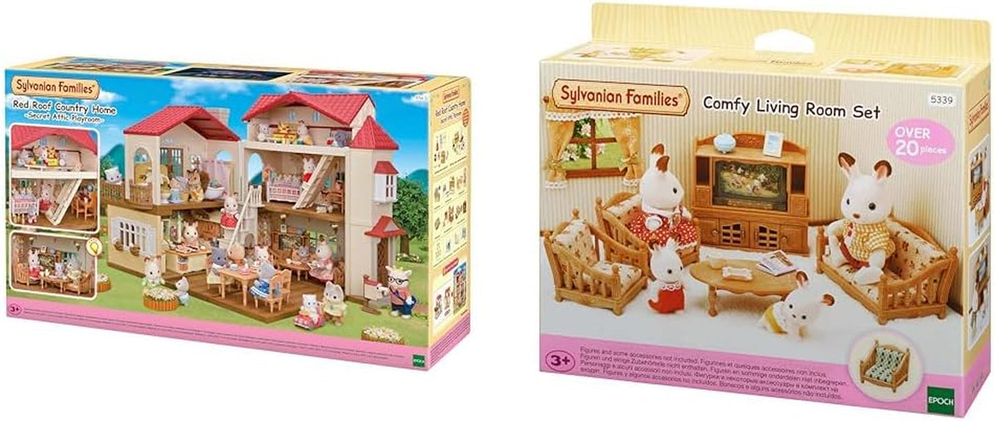5716 Casa di città con mansarda - Casa delle bambole e L5339 Soggiorno casa di campagna - Mobili per casa delle bambole, 30 x 50 cm, 1 pezzo (1 confezione), in plastica