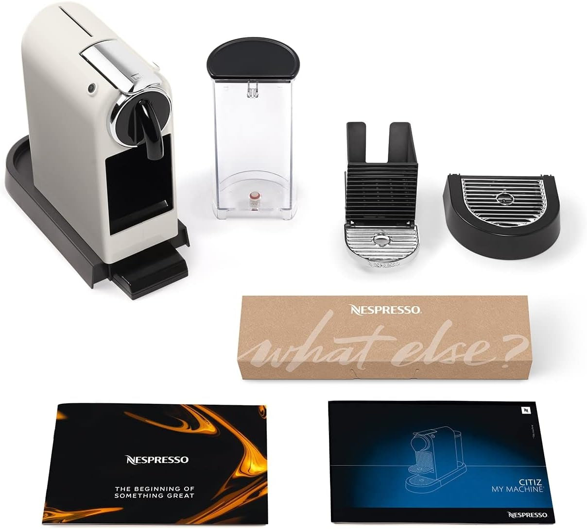 Macchina per caffè espresso a capsule Nespresso EN167.W Citiz, pompa ad alta pressione e controllo della temperatura ideale, senza Aeroccino (montatore per il latte), funzione di risparmio energetico, 1260 W, bianco crema, 37,4 x 11,9 x 25,5 cm