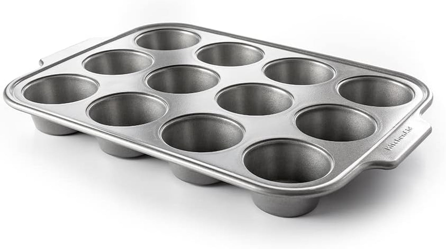 Kitchenaid Teglie per muffin in acciaio alluminato Teglia antiaderente Utilizzabile in forno Lavabile in lavastoviglie Grigio Naty Shop Teglie e vassoi da forno