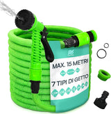 Tubo da giardino estensibile da 15 m con 7 funzioni per la pulizia impermeabile