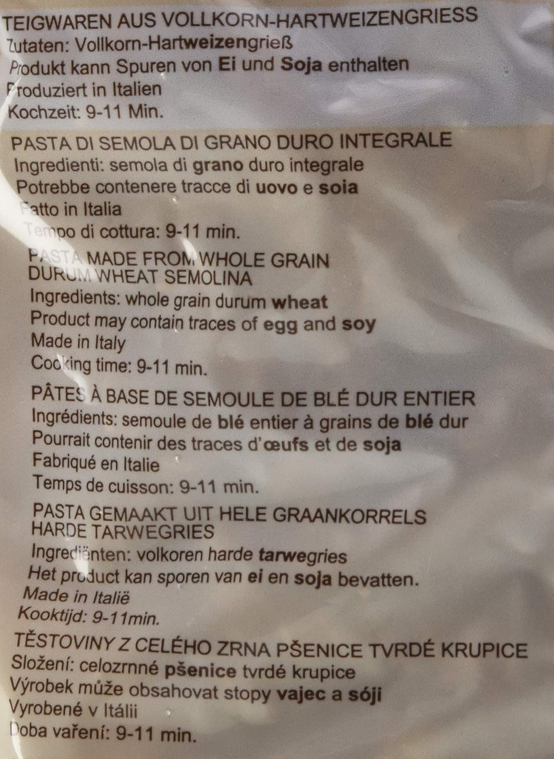 Spirali di pasta integrale, conf. da 10 (10 x 500 g)