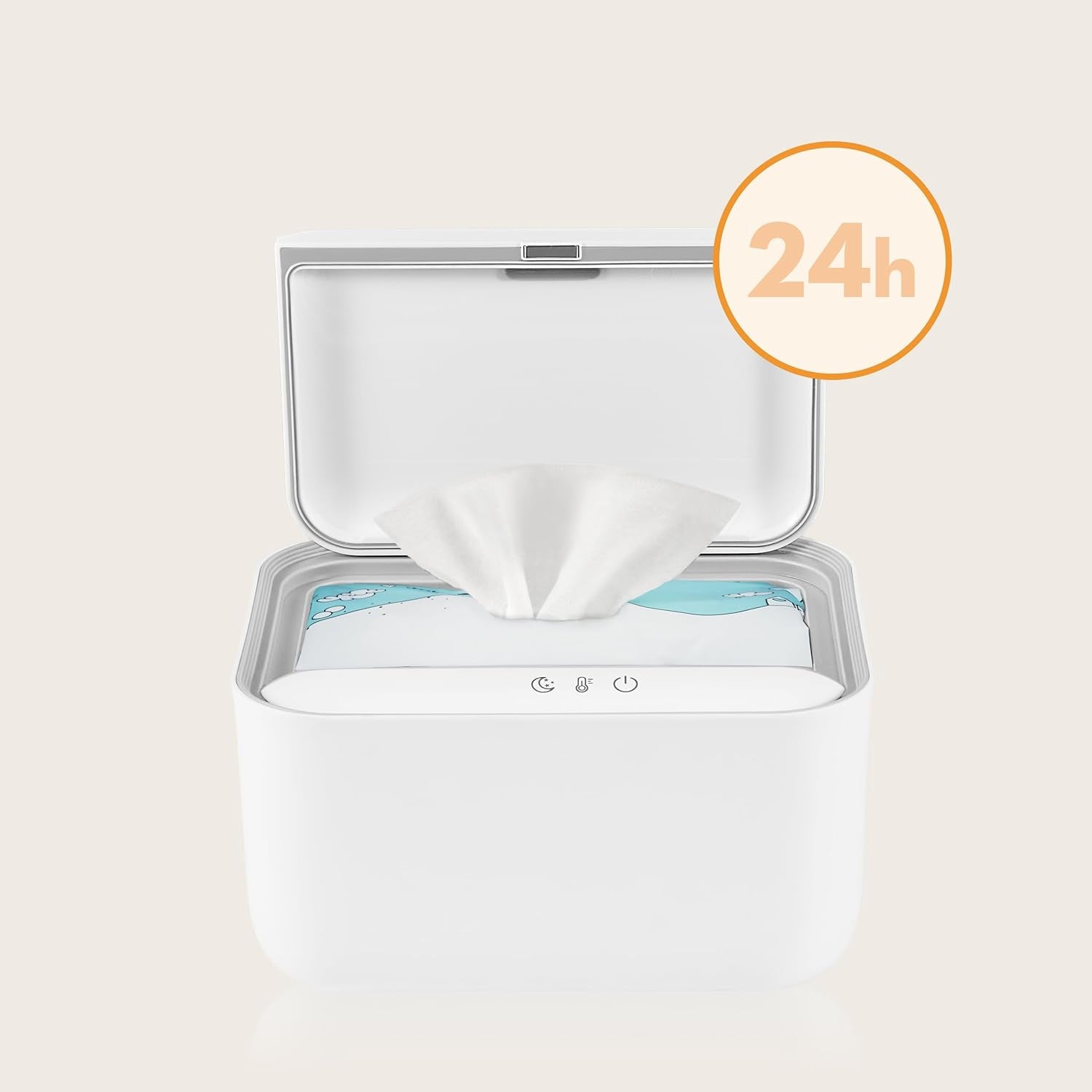 Lionelo BABYBLISS 20W Scalda salviette umidificate e asciugamani piccoli, 20W per neonati, luce notturna integrata, 3 impostazioni di calore, pannello touch, mantiene le salviette umide
