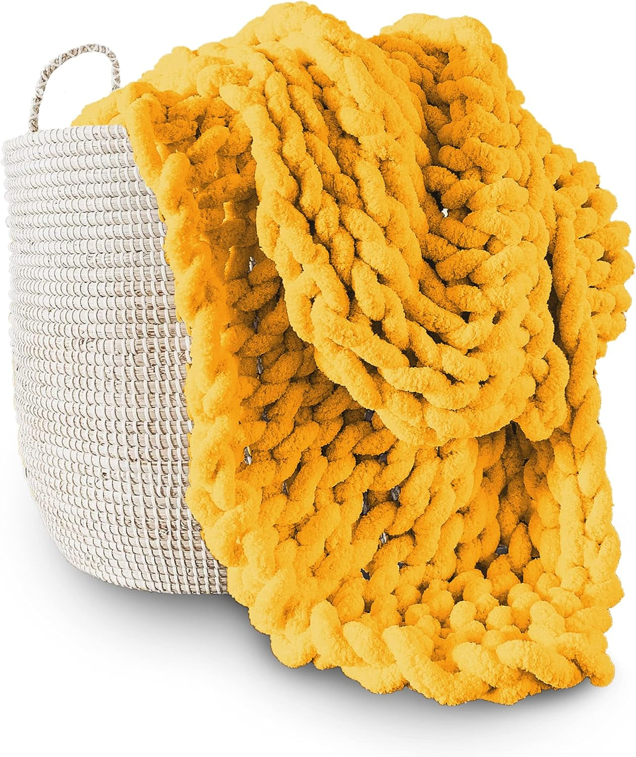 Coperta a maglia grossa, plaid, 100% lavorato a mano con filato di ciniglia jumbo (127 X 152,4 cm, grigio lilla) Letti e coperte Adyrescia Giallo 30 "X40"