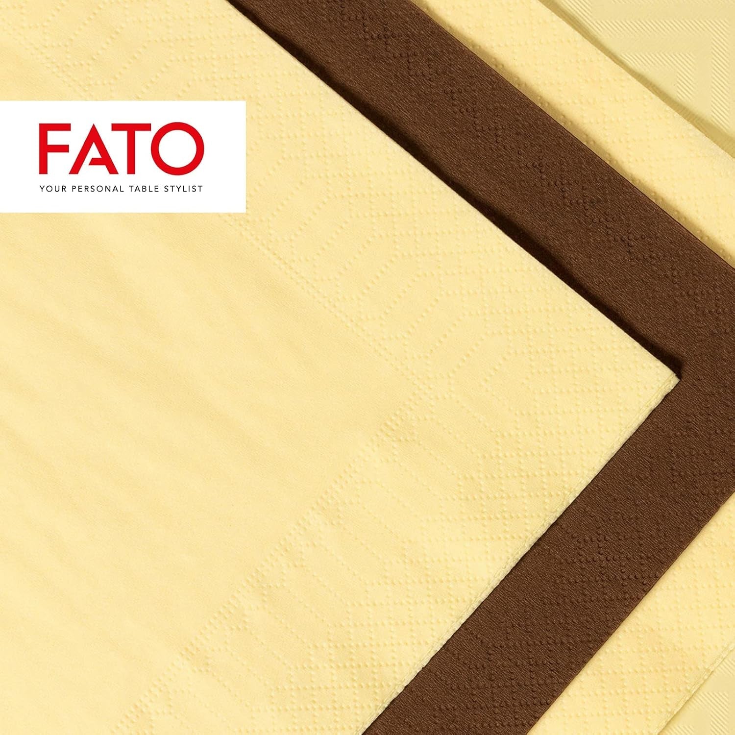 Fato - Tovaglioli di Carta Usa e Getta, Ideali per Pranzi Casual e Buffet, Confezione da 50 Tovaglioli, Misura 33X33, 4 Pieghe, 2 Veli, Colore Champagne, Carta 100% Pura Cellulosa, FSC