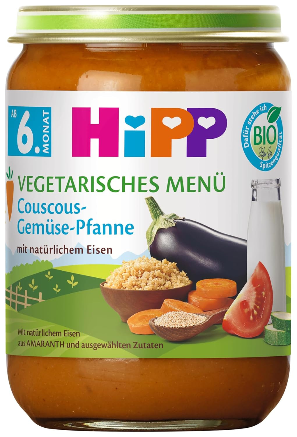 Pasti Biologici HiPP a partire dai 6 Mesi Couscous e Verdure Saltate, Confezione da 6