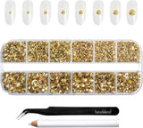 Beadsland 2500 pezzi di vetro per nail art strasssteine ​​​​Kristall Flatback Edelsteine ​​​​Runde, ​​für Handwerk Gemischt 8 Größen SS4 ~ SS30 con picking Pinzette e Stift (Kristall Weiss)