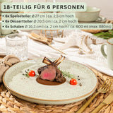 SÄNGER Rio Menta | Set di Stoviglie in Gres per 6, 6 Piatti, 6 Piatti da Dessert, 6 Ciotole, Verde Menta | LA COLLEZIONE DI VALORE