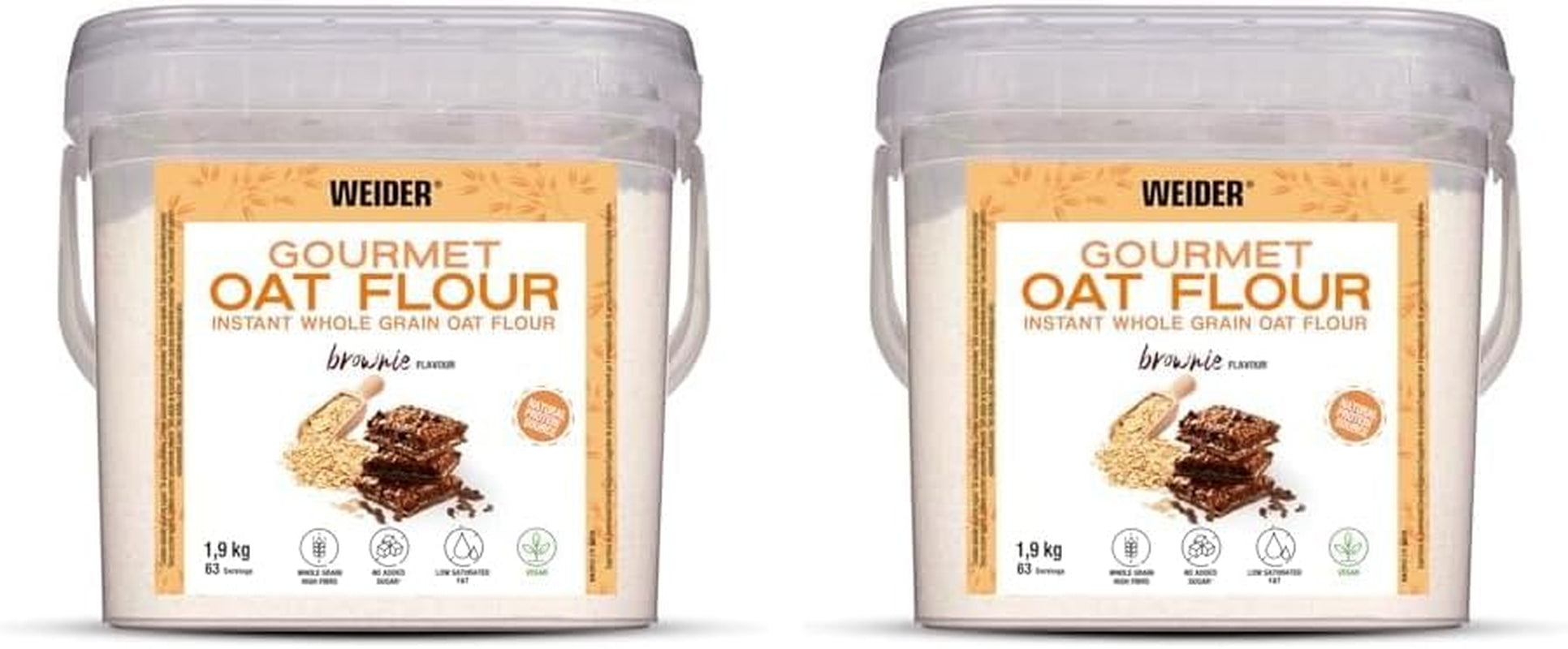 Weider Gourmet Farina d'Avena (1,9 kg) gusto brownie. Farina d'avena integrale. Fonte proteica a basso contenuto di zuccheri.