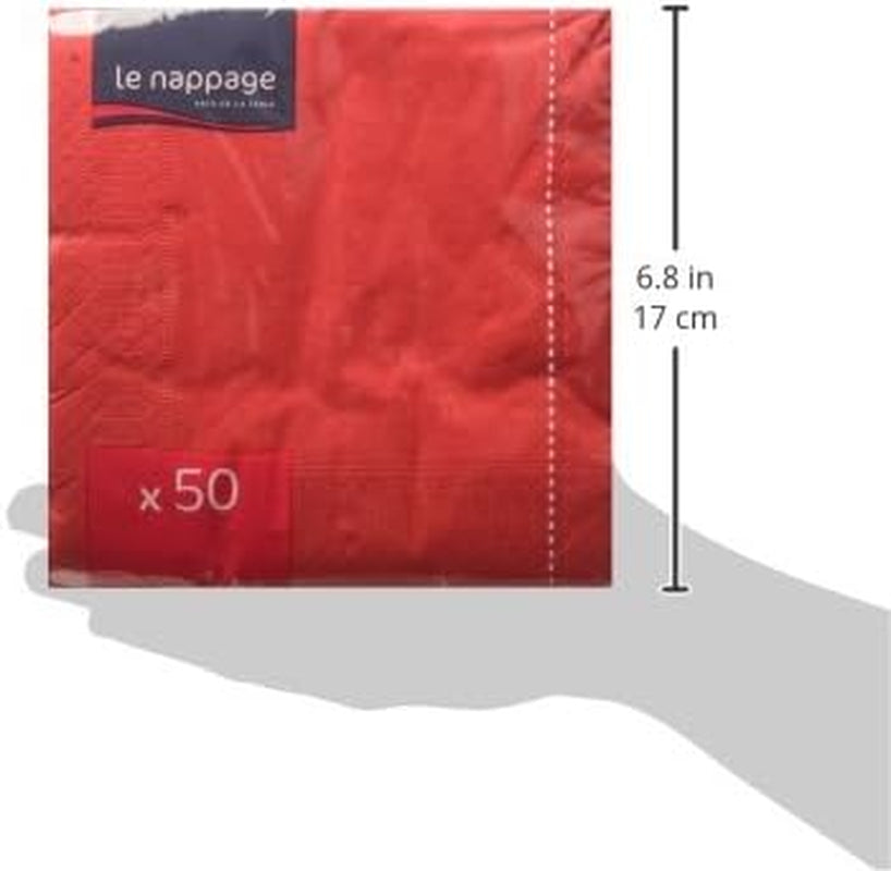 50 Fazzoletti Di Cotone, 33 X 33 Cm, 2 Veli, FSC Rosso, Cellulosa, 33 X 33 Cm (Confezione Da 3)