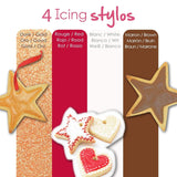 Scrapcooking - Pennarelli 4 pezzi: oro, cioccolato, bianco e rosso - penne commestibili decorative per scrivere e disegnare su dolci, torte e biscotti