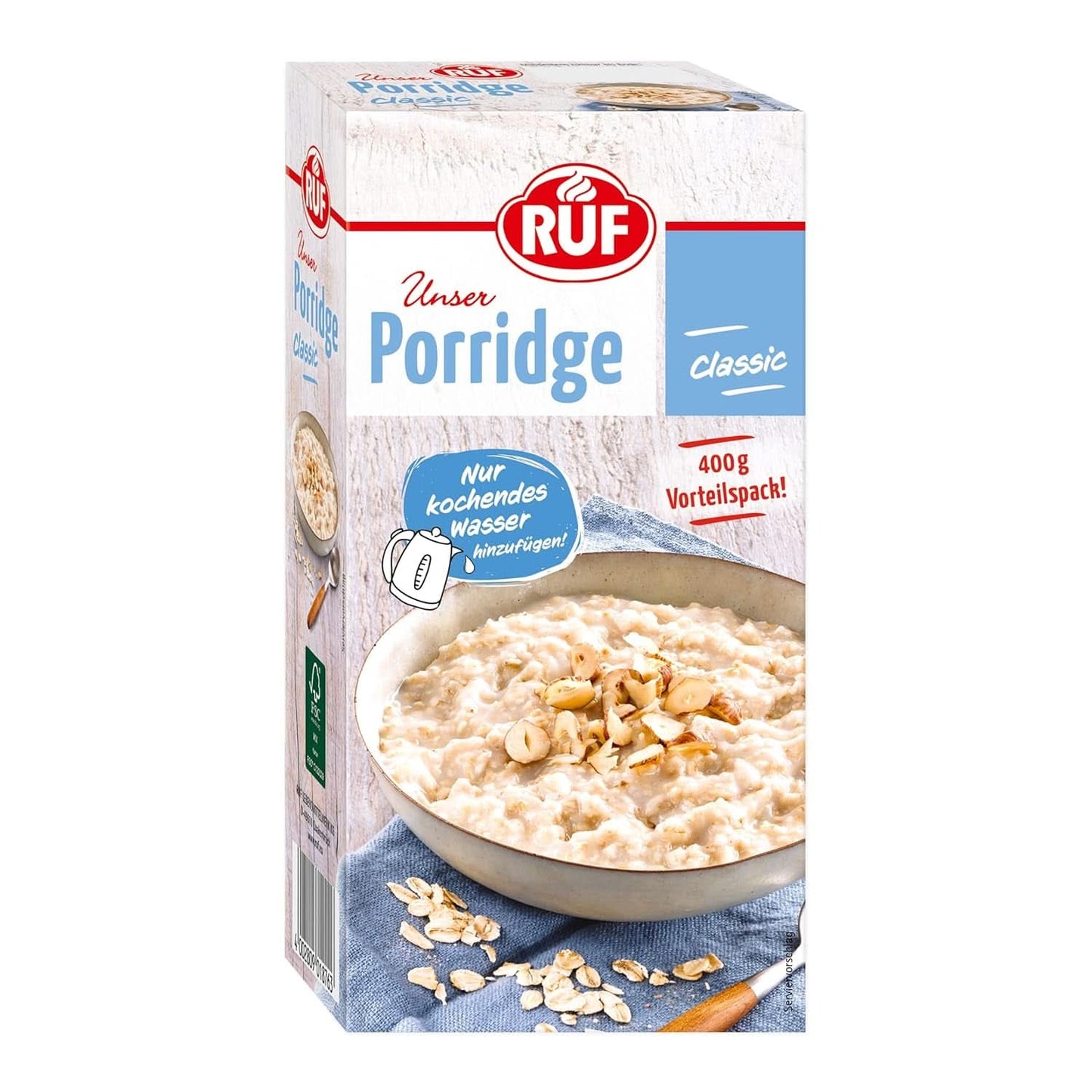 RUF Porridge Mela Cannella, con fiocchi d'avena integrali, fine aroma di cannella e pezzetti di mele essiccate, 400 grammi Naty Shop Cereals 400 grammi Classico