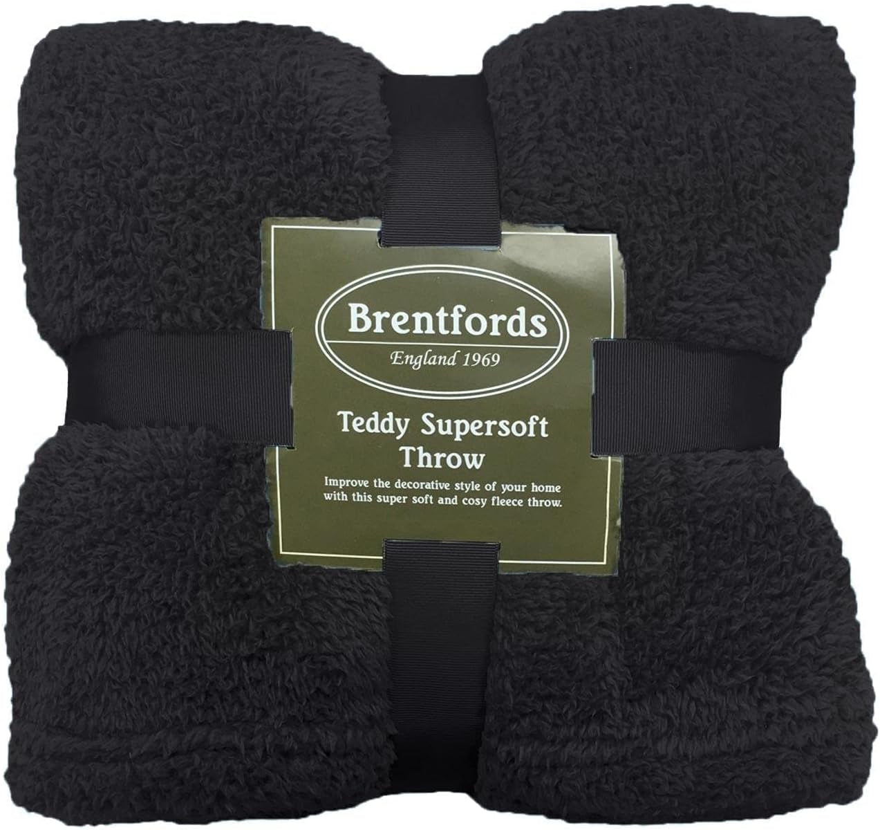 Brentford's Teddy Coperta in Pile Coperta da Letto Grande Peluche Super Morbida e Calda Copriletto per Divano Letto Nero - 150 X 200 Cm Letti e Coperte Besuche den Brentfords-Store