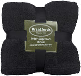 Brentford's Teddy Coperta in Pile Coperta da Letto Grande Peluche Super Morbida e Calda Copriletto per Divano Letto Nero - 150 X 200 Cm Letti e Coperte Besuche den Brentfords-Store