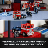 LEGO 10302 Icons Optimus Prime Set, Robot 2 in 1 e modello di camion, kit modello giocattolo Transformers per adulti, regalo di compleanno o Natale per uomini, donne, lei e lui Set da costruzione Besuche den LEGO-Store
