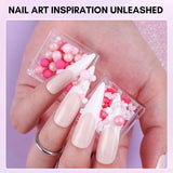 Makartt Gel adesivo per strass - Set di colla UV per unghie da 15 ml con ciondoli per unghie rosa Cuore Cerchio Gioielli per unghie e accessori per design delle unghie per manicure domestica Regalo di San Valentino